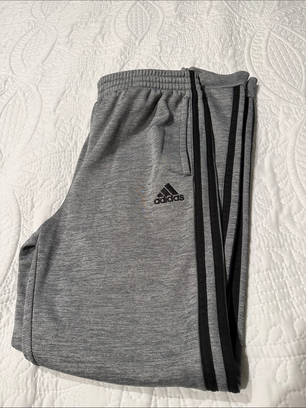 adidas Kids Gray Sweatpants with Black Side Stripes